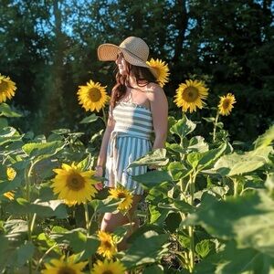 Striped Strapless Sundress Romper